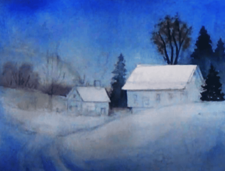 Lifting watercolor with Mr. Clean's Magic Eraser for Snow Highlights