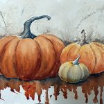 Watercolor pumpkins tutorial finished watercolor painting