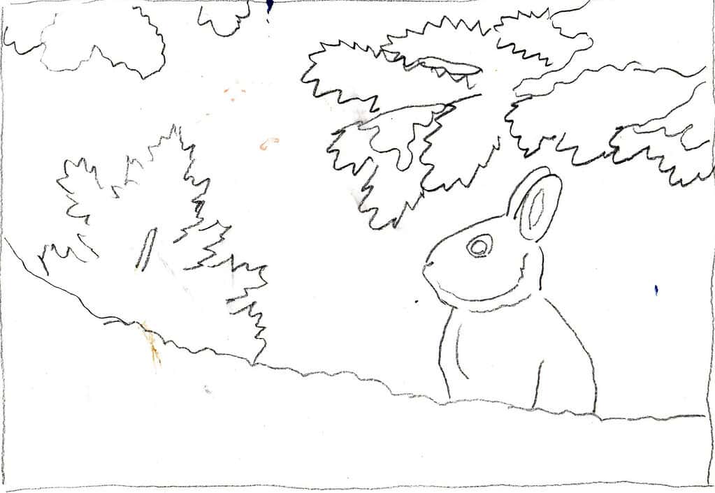 Outline page for bunny in Snow