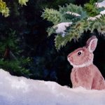 Bunny in Snow Finished Watercolor Painting
