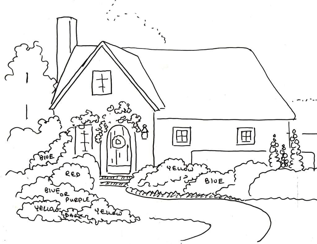 Outline page for English cottage