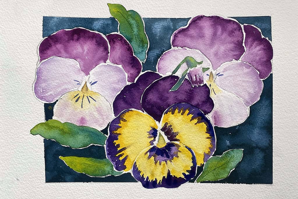 Watercolor Pansy Painting