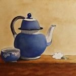 Teapot - Watercolor still life step by step with light background