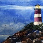 Lighthouse watercolor painting tutorial by Deb Watson