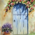 third and darkest layers of color for watercolor tutorial 'Watercolor Painting for Beginners Beautiful Door with Flowers' by watson watercolor