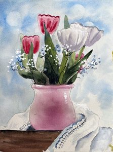 Watercolor Painting of Flowers and Lace - for How to Paint Watercolor For Beginners