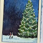 Christmas Tree Holiday Card in Watercolor